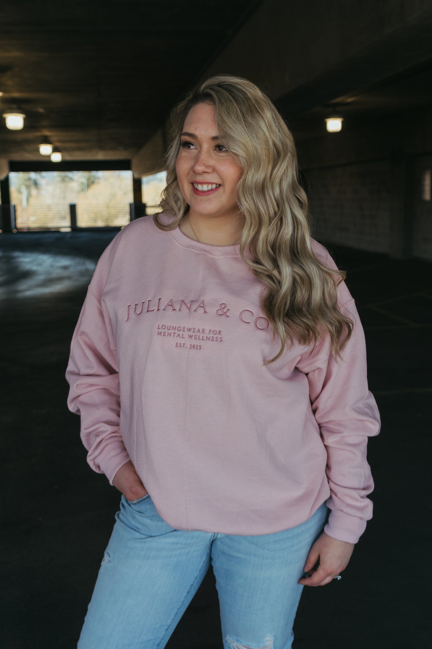 J & C Lux Lounge Crewneck - Pink